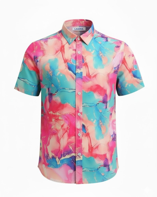 Pink Marble Statement Shirt For Men