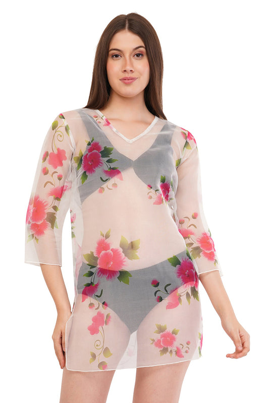 White Pink Beach Throw Kurti