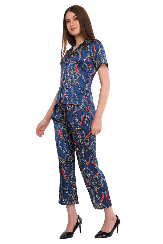 Blue Chain Shirt & Pant Co-Ord Set