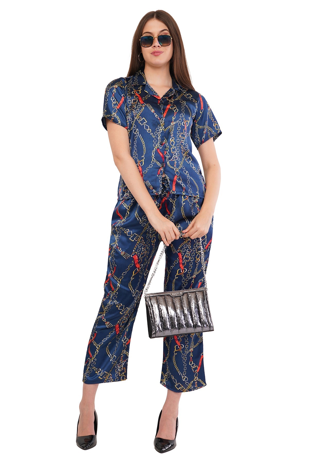 Blue Chain Shirt & Pant Co-Ord Set