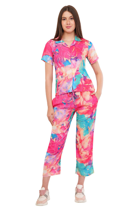 Pink Marble Shirt & Pant Co-Ord Set