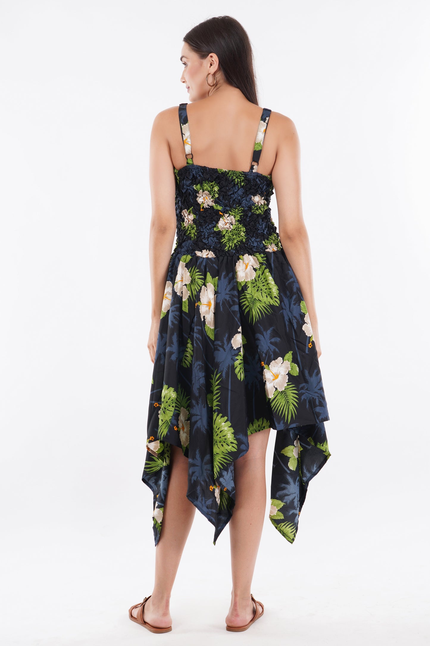 White Flower Smock Flare dress