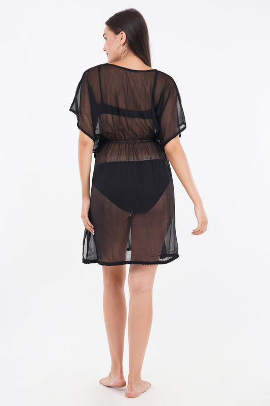 Black Beach Kaftan with Lace