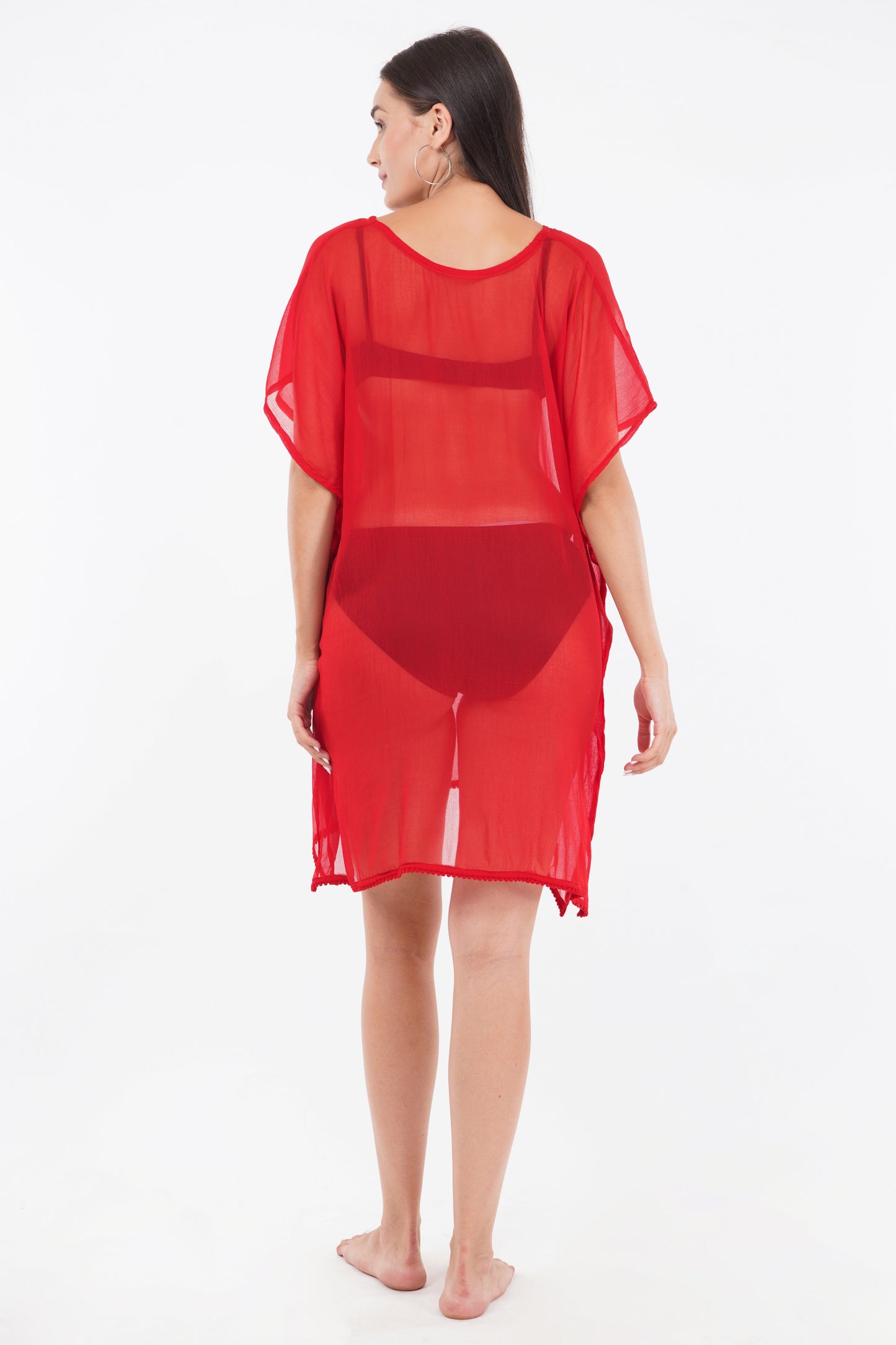 Red Beach Kaftan with Lace