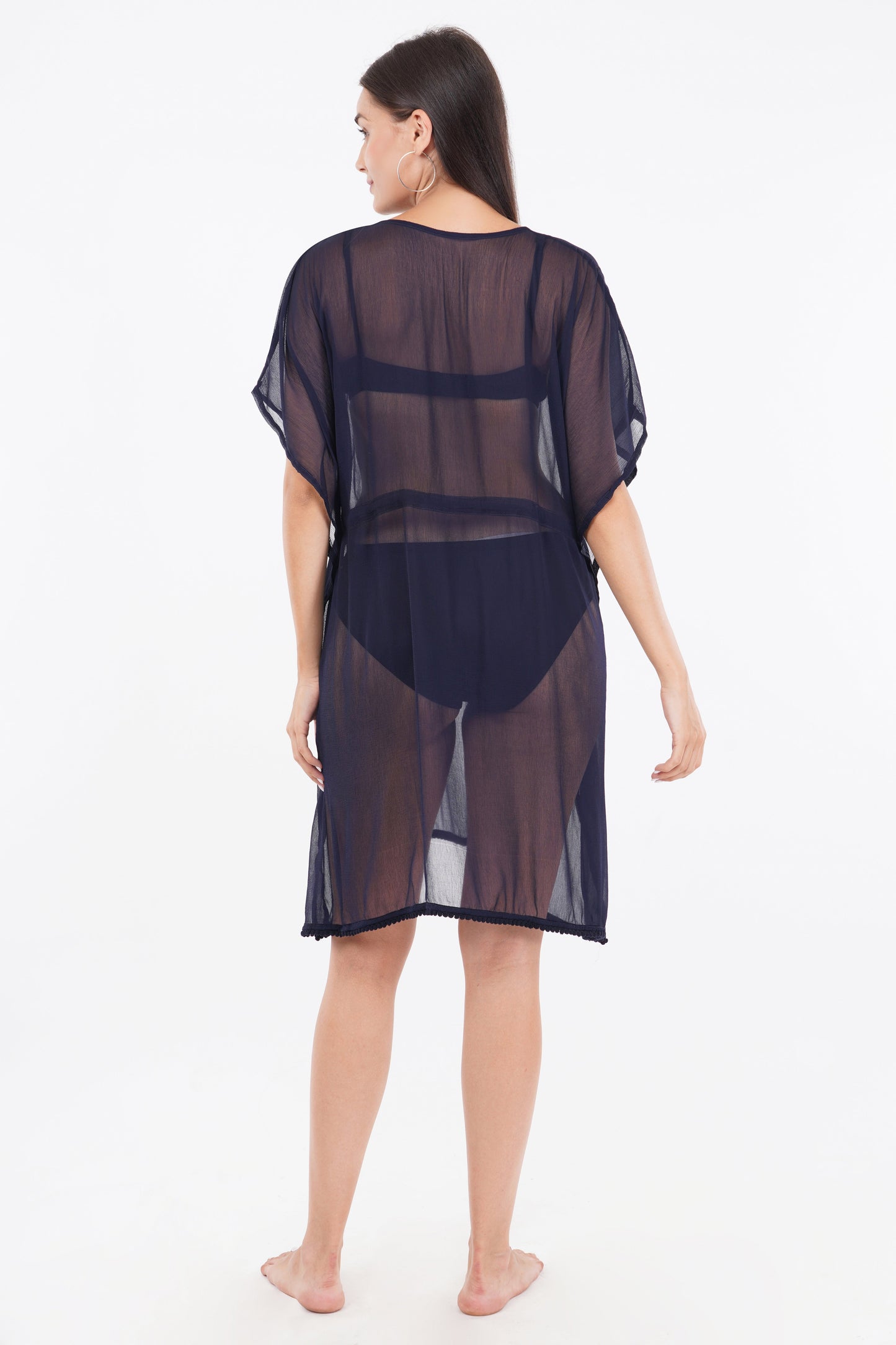 Blue Beach Kaftan with Lace