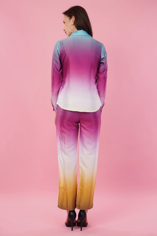 Ombre Shirt & Pant Co-Ord Set