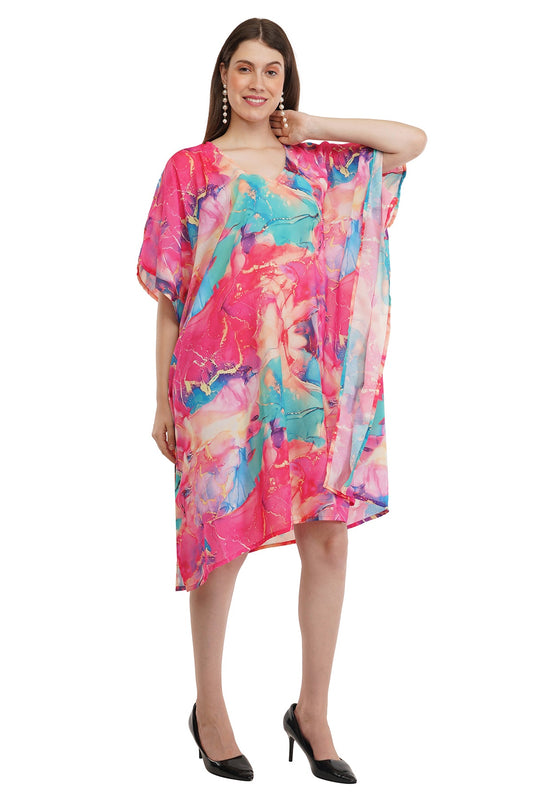 Coral Short Kaftan with strings on the inside