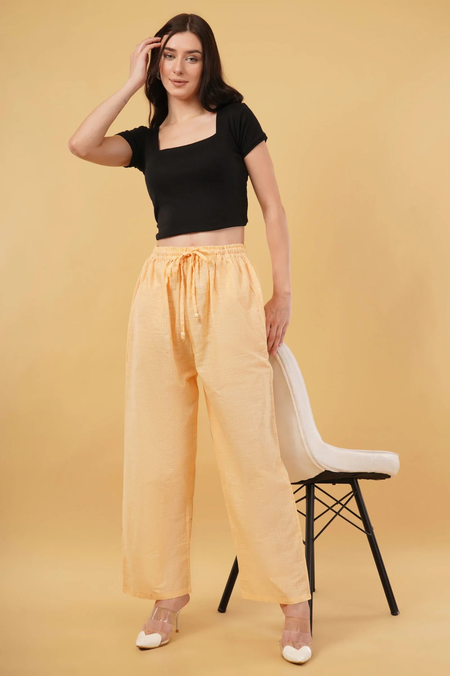 Amira Comfort Fit Peach Linen Pant