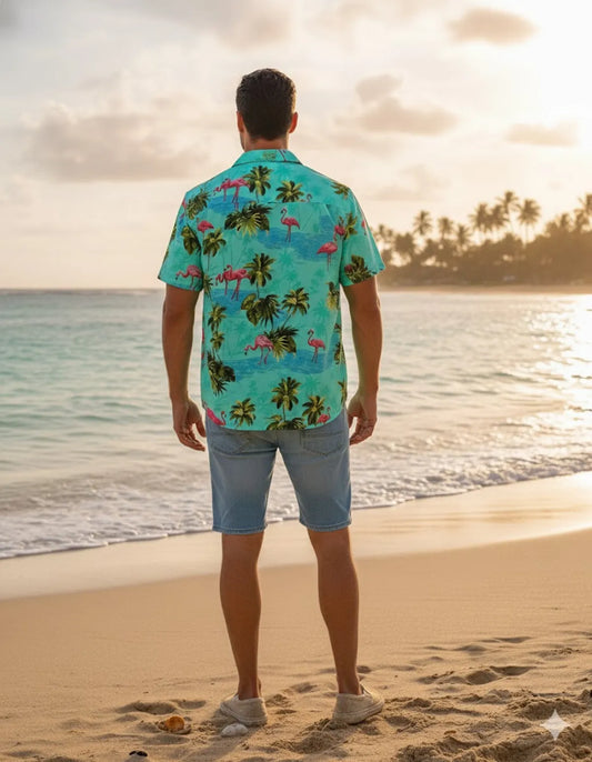 Aqua Blue Beach Shirt for Men