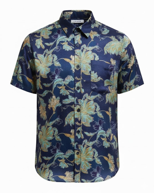 Blue Lily Statement Shirt For Men