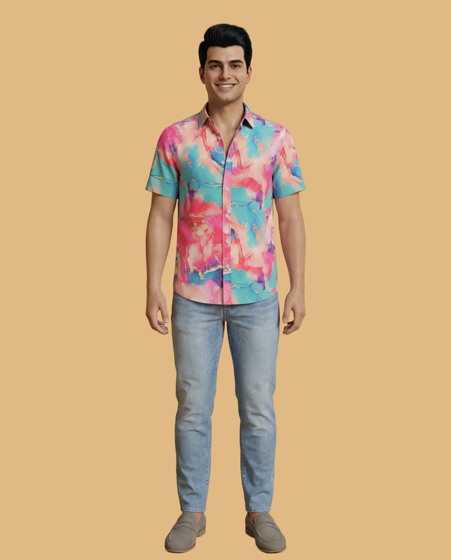 Pink Marble Statement Shirt For Men