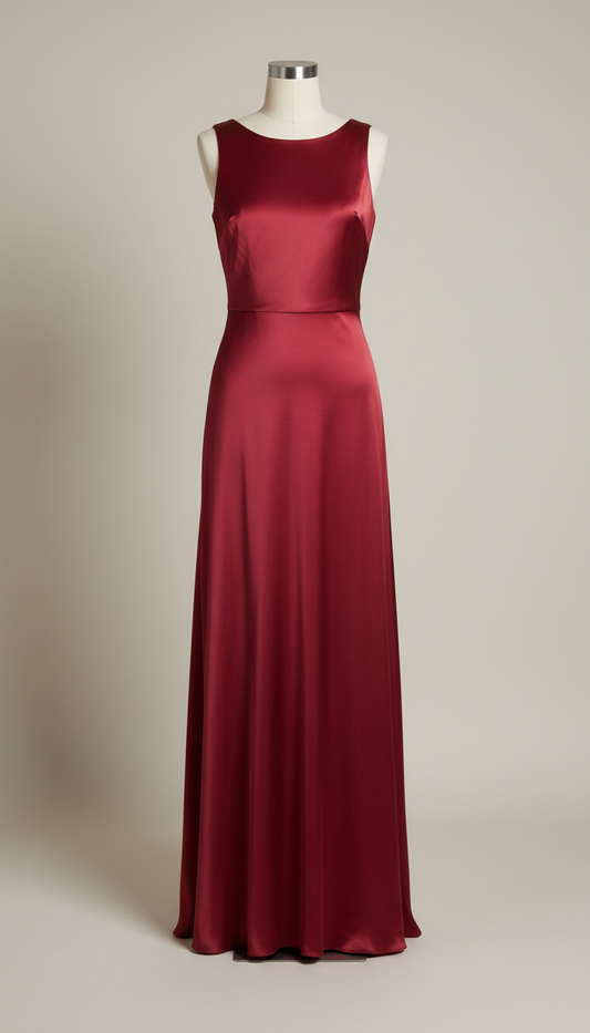 Crimson Silk Column Dress