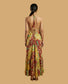Backless Gold Paisley Silk Long Dress