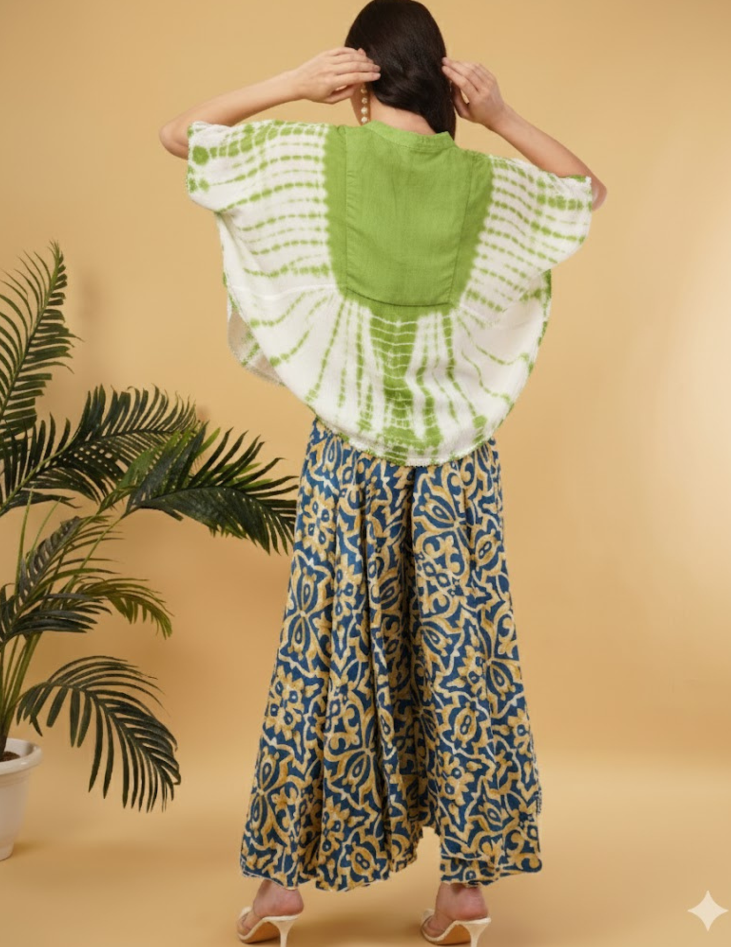 Amy Sage Embroidered Tie Dye Short Poncho Kaftan Relax Fit