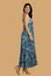 Backless Blue Paisley Silk Long Dress
