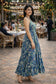 Backless Blue Paisley Silk Long Dress