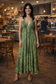 Backless Sage Paisley Silk Long Dress