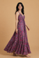 Backless Fuschia Paisley Silk Long Dress