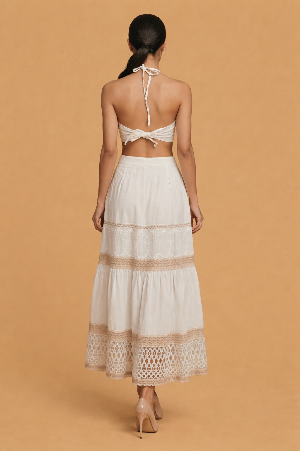 Inara Halter Neck Knot Top with Long Skirt Co-ord set