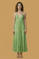 Backless Green Paisley Silk Long Dress