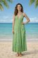 Backless Green Paisley Silk Long Dress