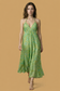 Backless Green Paisley Silk Long Dress
