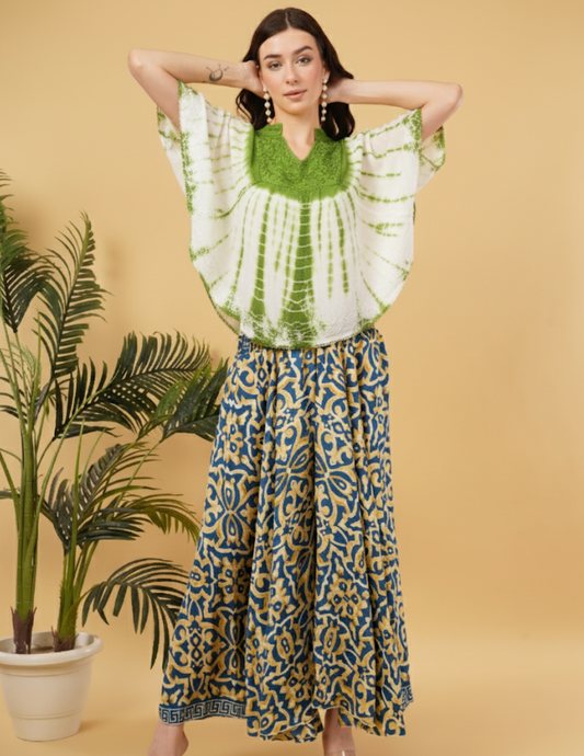 Amy Sage Embroidered Tie Dye Short Poncho Kaftan Relax Fit