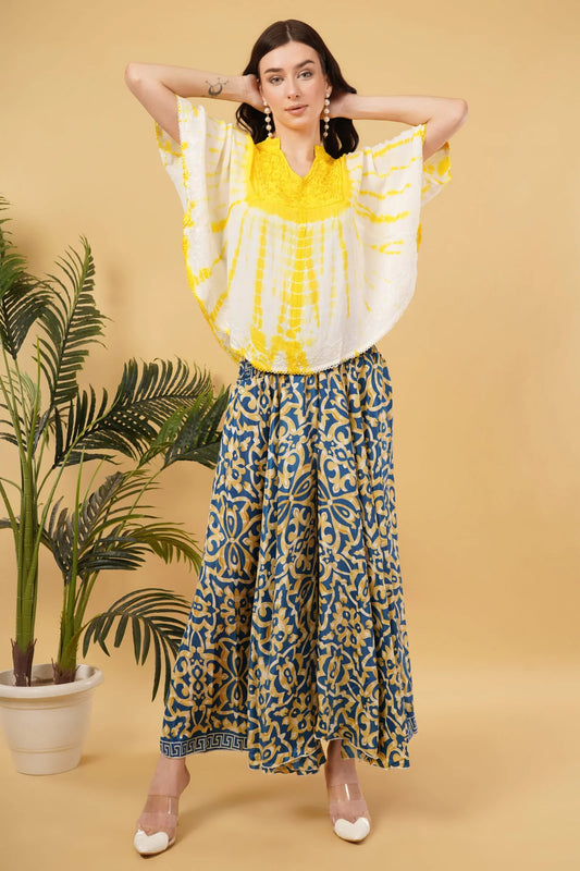 Amy Embroidered Tie Dye Short Poncho Kaftan
