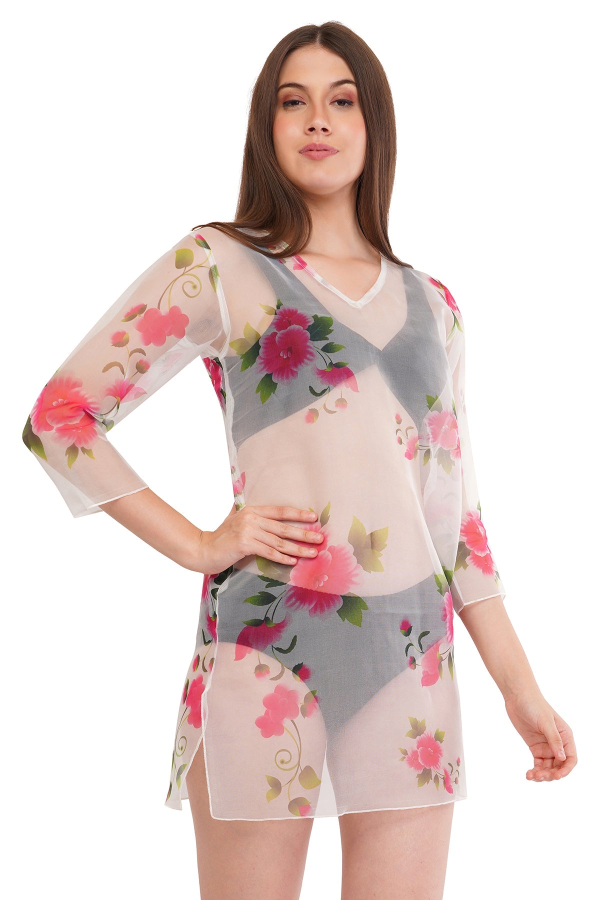 White Pink Beach Throw Kurti