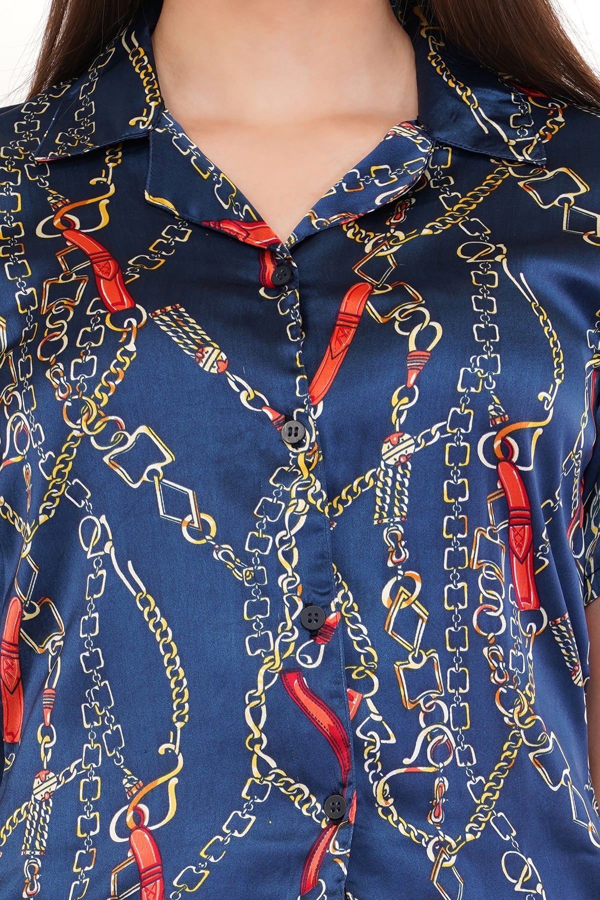 Blue Chain Shirt & Pant Co-Ord  Set              