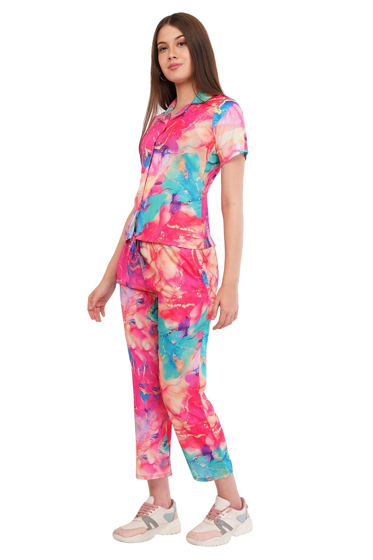 Pink Marble Shirt & Pant Co-Ord  Set