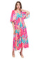 Pink Marble Flared Long Tier Dress with Strings                                    