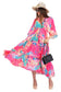 Pink Marble Flared Long Tier Dress with Strings                                    