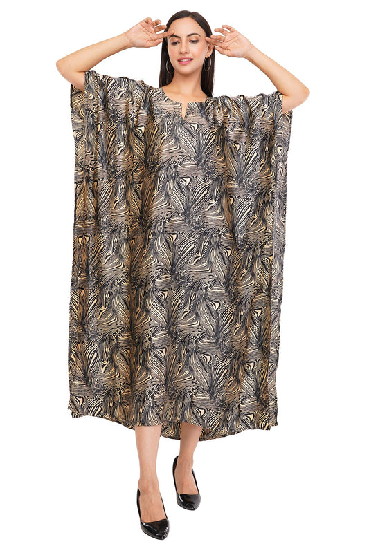 Black Marbal Long Kaftan with strings on the inside