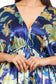 Blue Floral Flared Long Tier Dress with Strings                                 