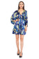 Blue Floral Flared Short Tier Dress with Strings               