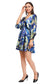 Blue Floral Flared Short Tier Dress with Strings               
