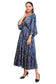 Blue Chain Flared Long Tier Dress with Strings