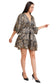 Black Marbal Flared Short Tier Dress with Strings                       