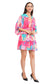 Pink Marbal Flared Short Tier Dress with Strings  