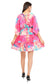 Pink Marbal Flared Short Tier Dress with Strings  