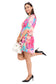 Pink Marbal Flared Short Tier Dress with Strings  