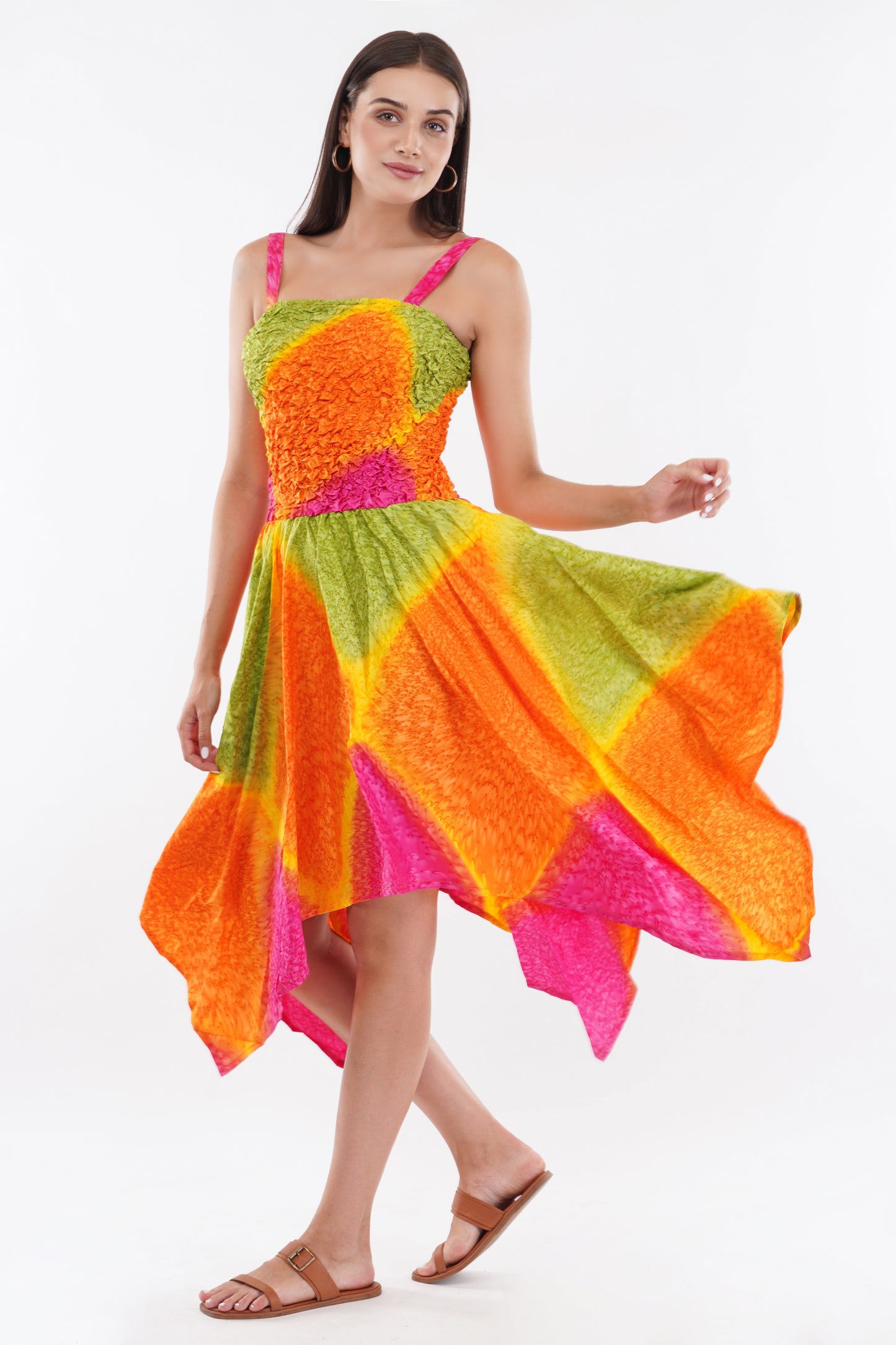Rainbow Smock Flare Dress      