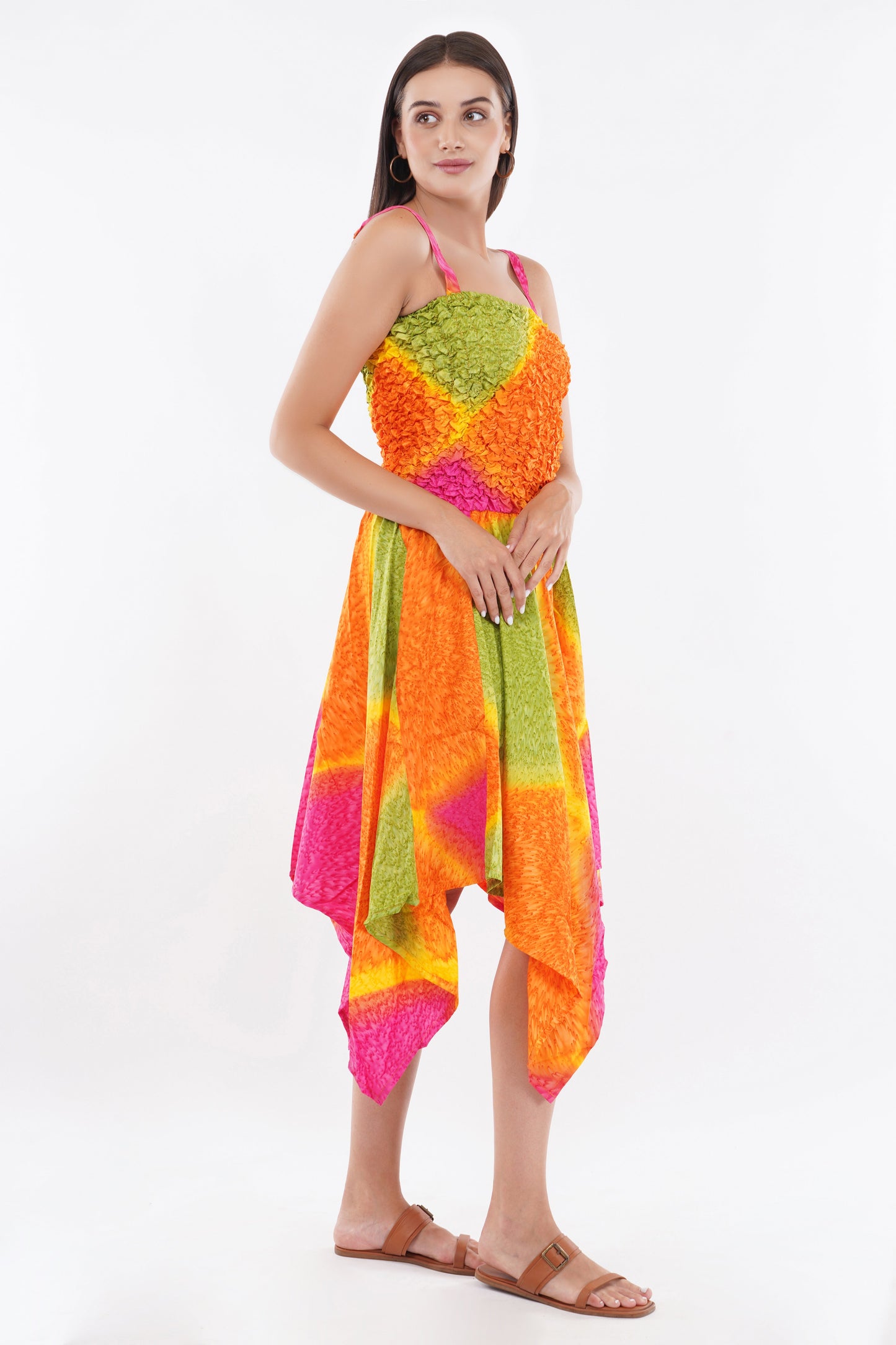 Rainbow Smock Flare Dress      