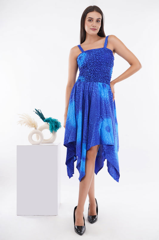 Ocean Blue Smock Flare Dress/Majestic Blue Smock Flare Dress