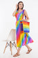 Rainbow Long Smock Dress with Belt      