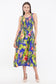 Tropical Blue Long Smock Dress with Belt 