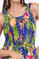 Tropical Blue Long Smock Dress with Belt 