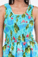 Ocean Blue Long Smock Dress with Belt     