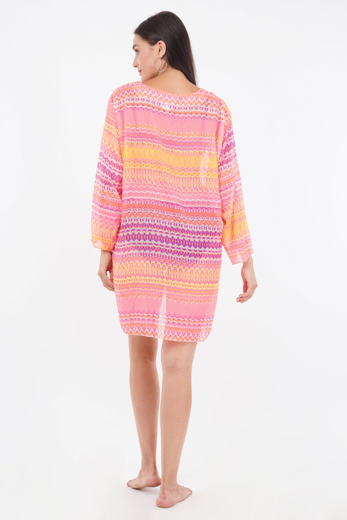 Embroidered Neon Pink Beach Throw Kurti